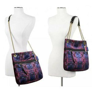 Coach Poppy Lurex Tartan Plaid Signature Chain